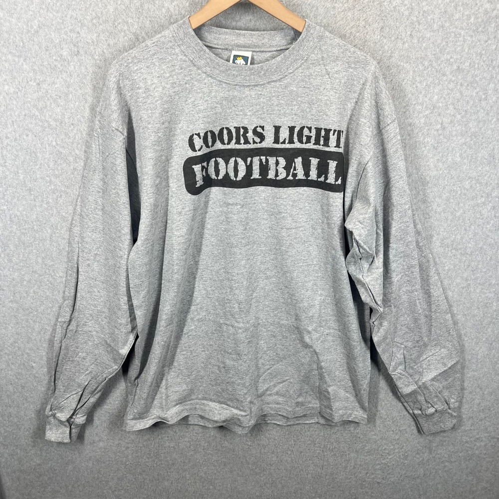 Cotton Deluxe Coors Light Football Mens Large Gray Vintage Graphic EUC